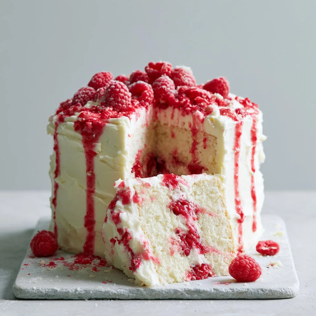 White Chocolate Raspberry Cake