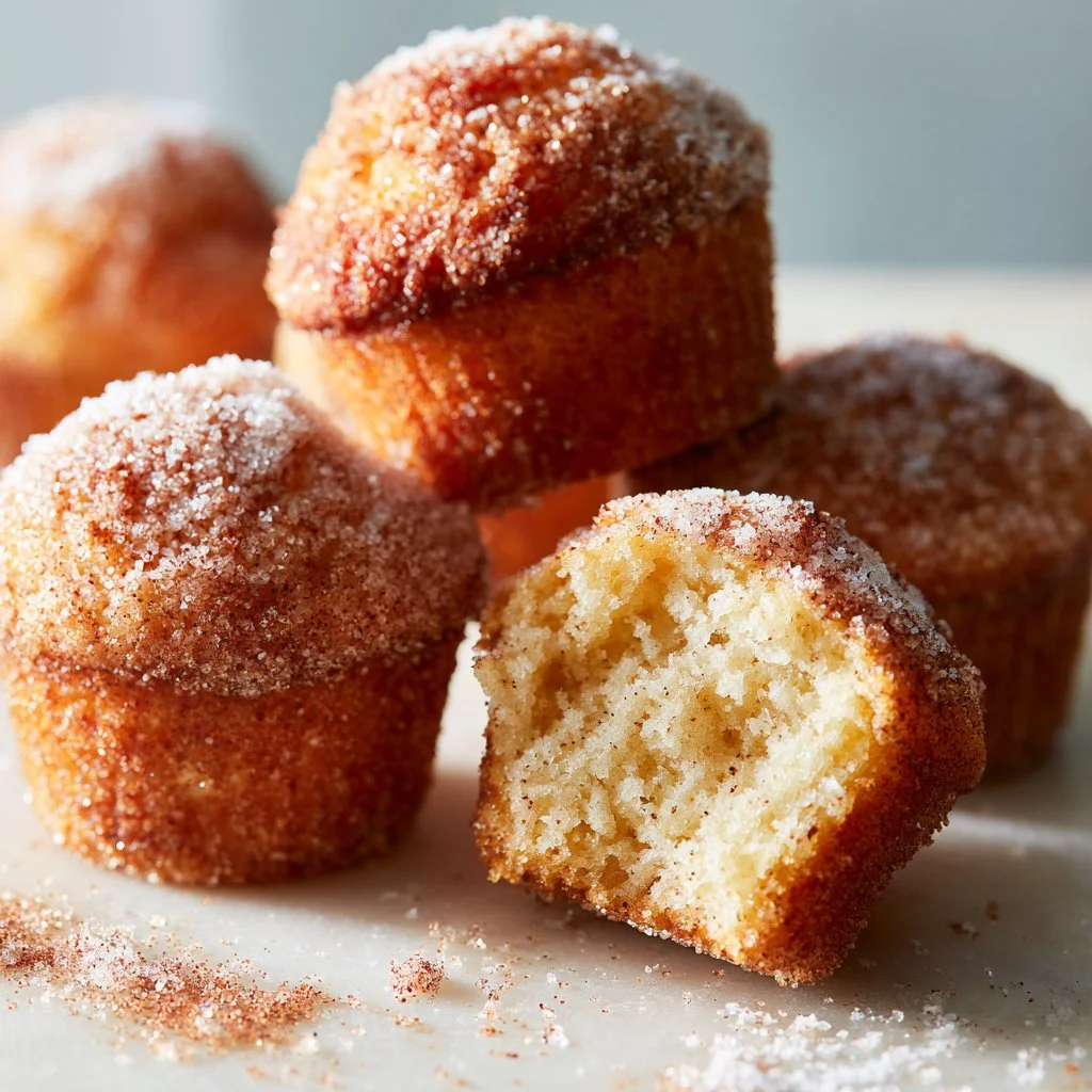 Freshly baked cinnamon sugar muffins on a cooling rack