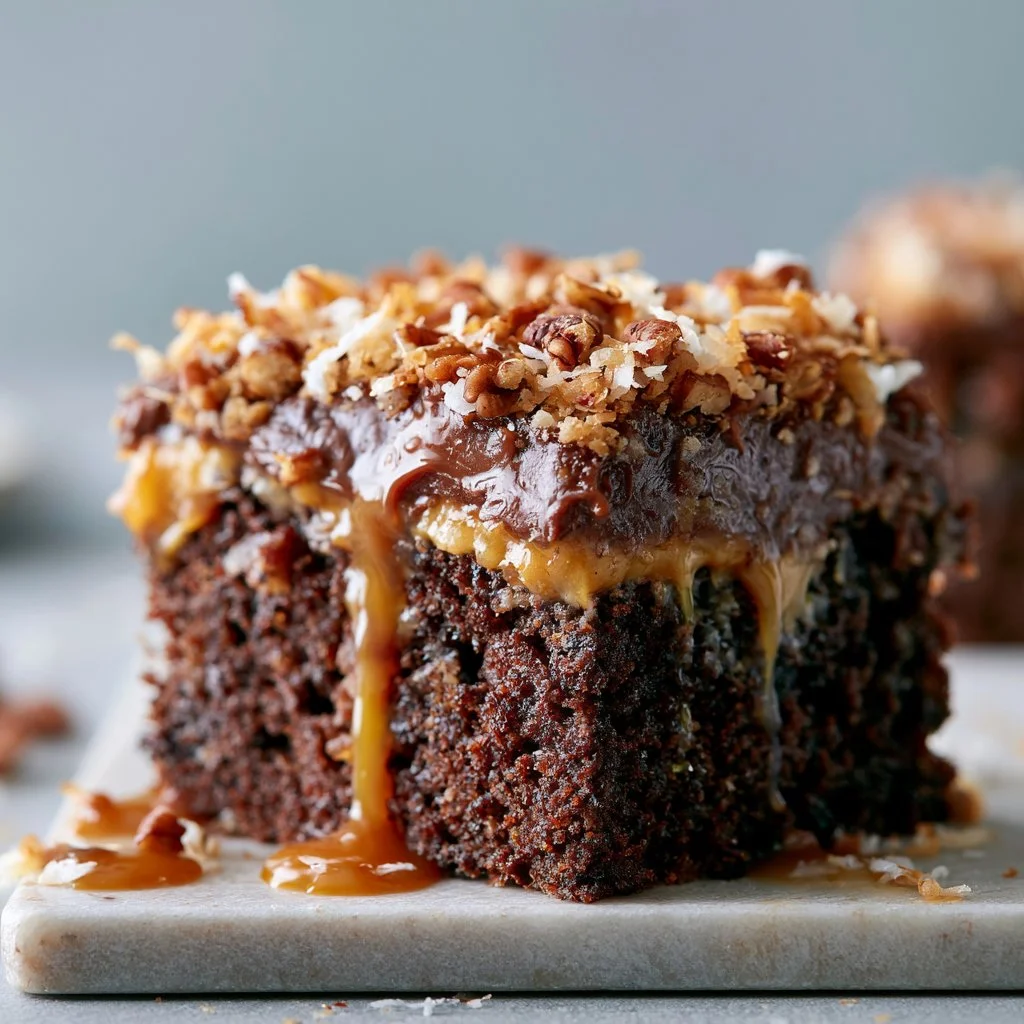 German Chocolate Poke Cake