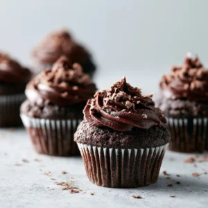 Deliciously moist chocolate cupcakes topped with rich chocolate frosting