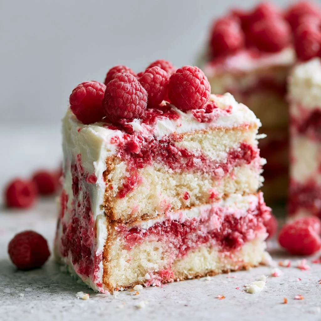 White Chocolate Raspberry Cake