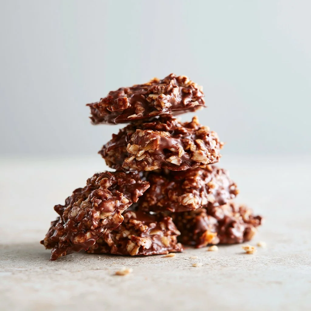 Healthy no-bake cookies on a plate, ideal for guilt-free snacking.