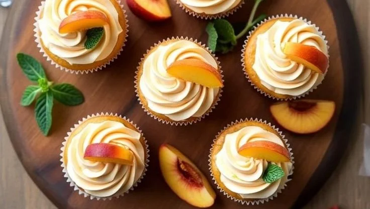 Honey Peach Cream Cheese Cupcakes