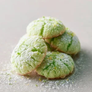 Plate of freshly baked key lime cookies with a zesty glaze