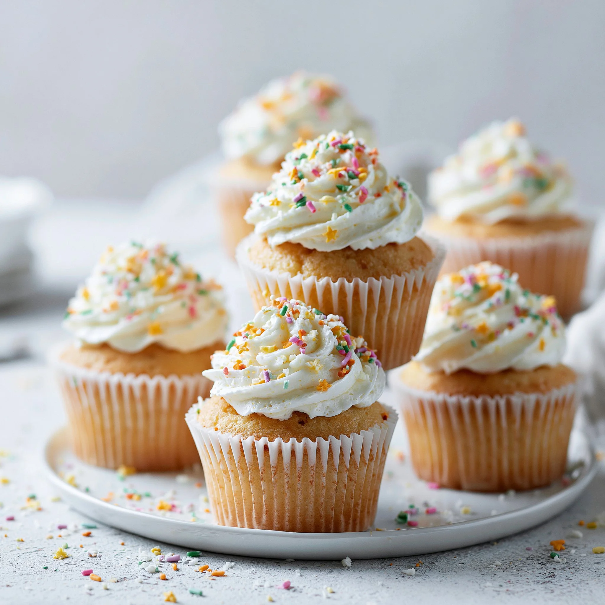 Easy Moist Cupcakes with Vanilla Frosting