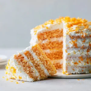 Delicious Orange Creamsicle Cake with creamy frosting and orange zest decorations