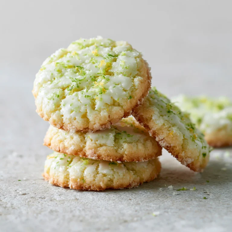 Delicious key lime cookies with a tangy flavor and a bright green hue