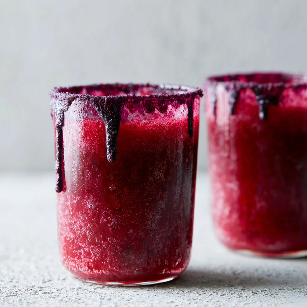 Vampire-themed mocktail served in a glass for Halloween celebrations