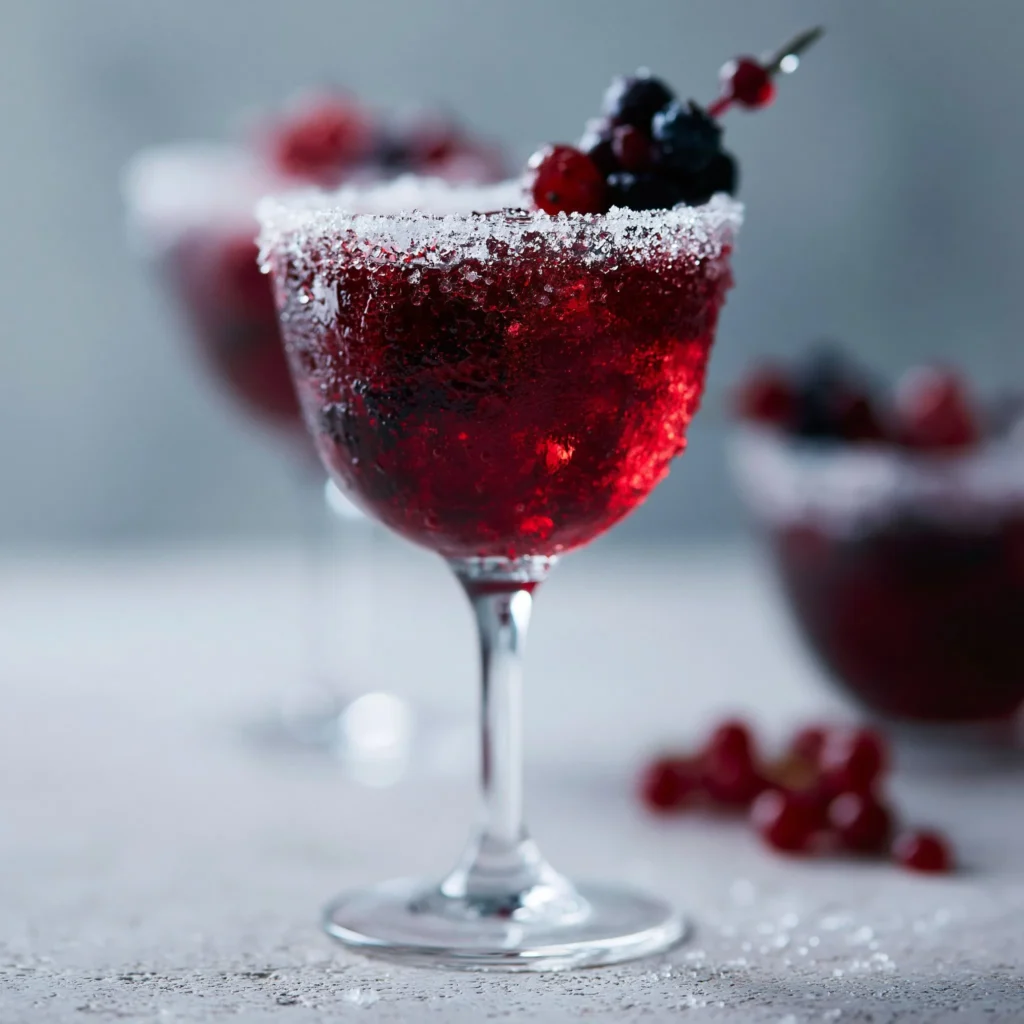 Vampire's Kiss mocktail garnished with spooky decorations